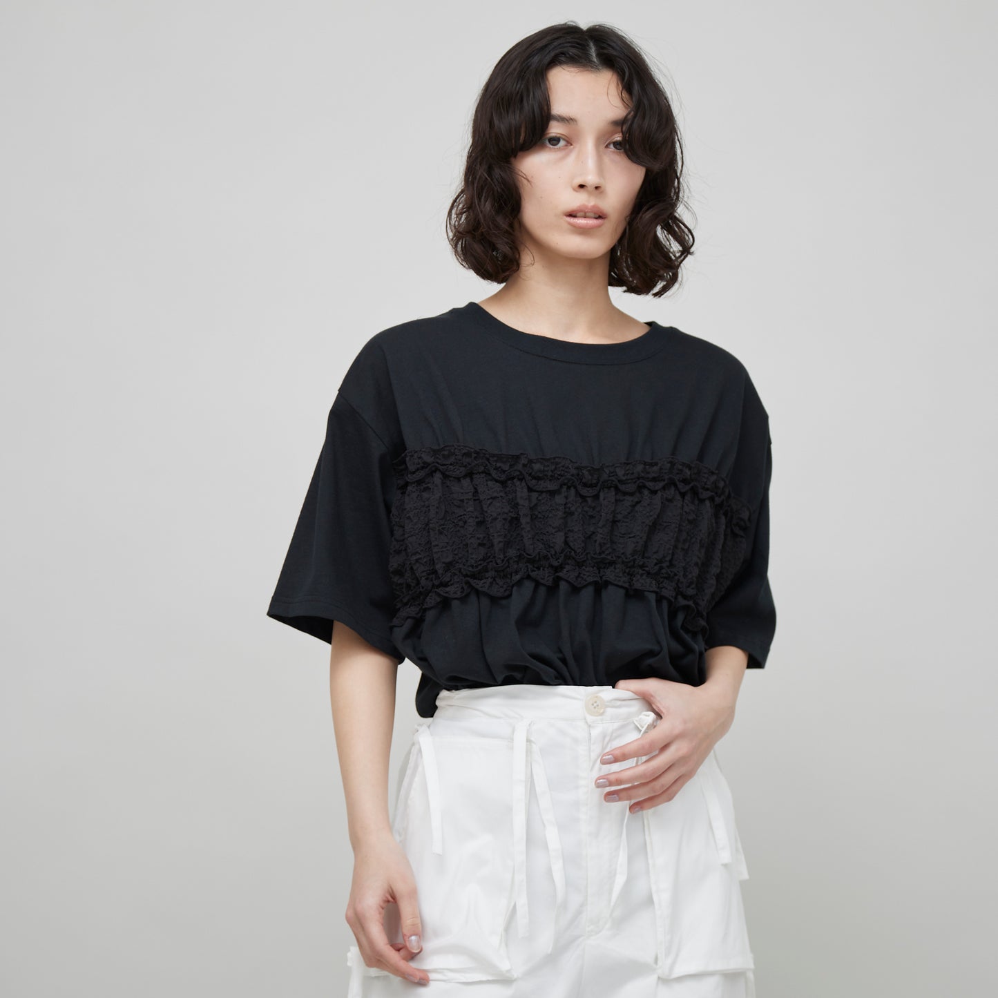 【50%OFF】Shirring Bustier T-shirt(シャーリングビスチェTシャツ)