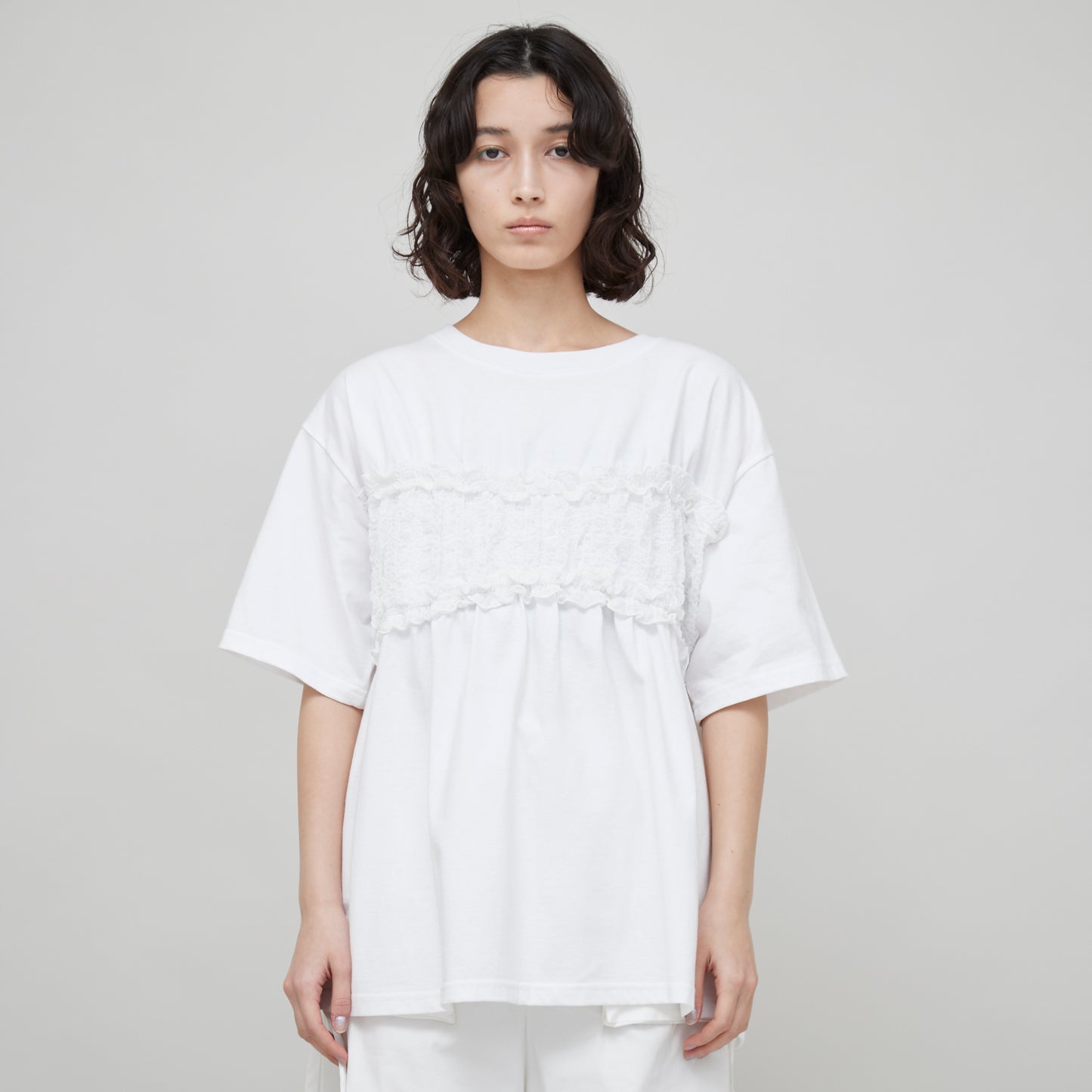 【50%OFF】Shirring Bustier T-shirt(シャーリングビスチェTシャツ)