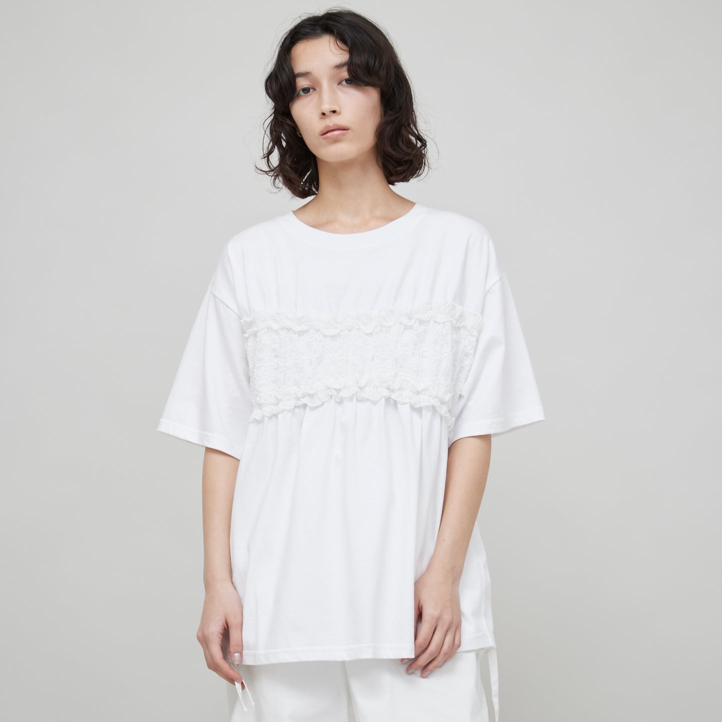 【50%OFF】Shirring Bustier T-shirt(シャーリングビスチェTシャツ)