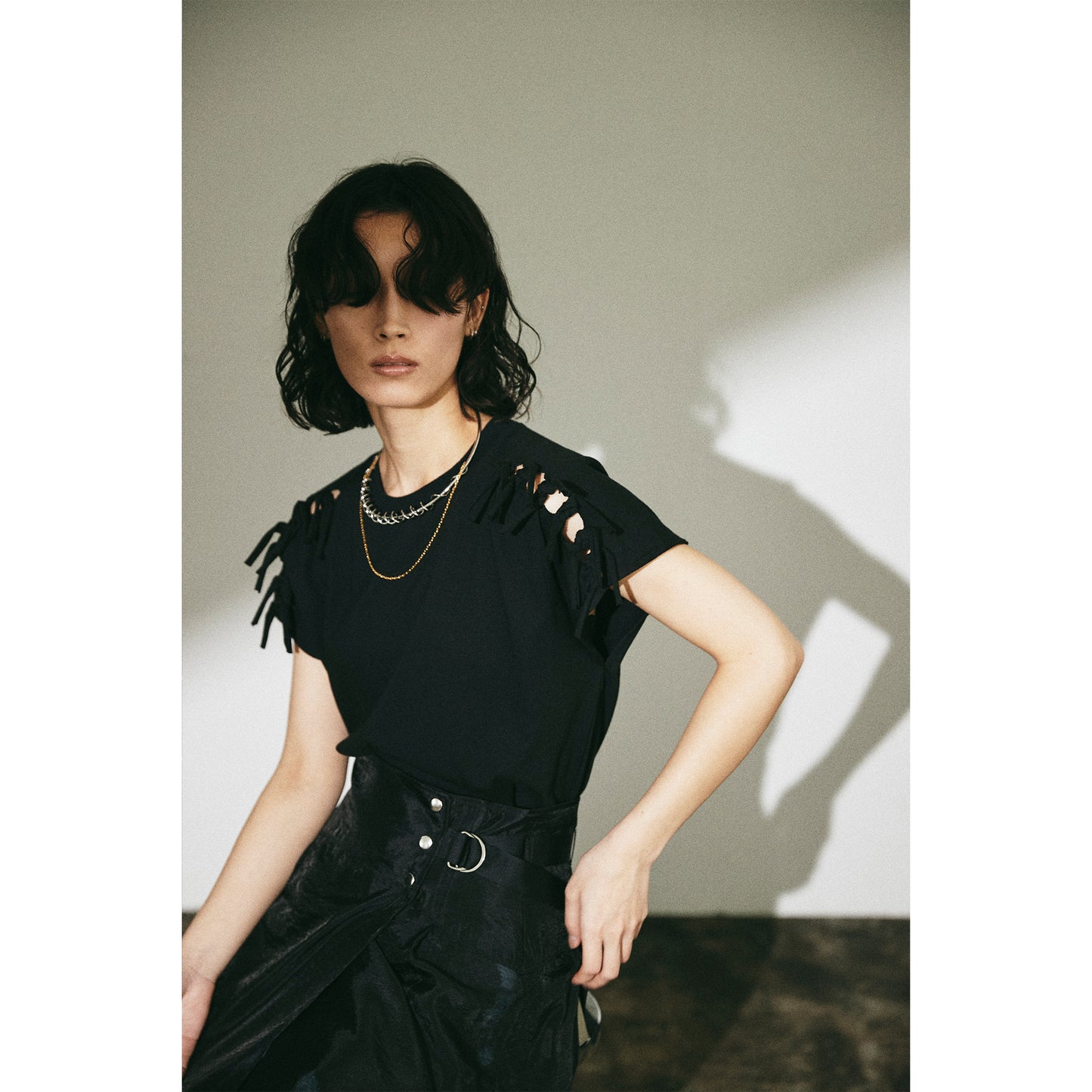 Shoulder Ribbon T-shirt(ショルダーリボンTシャツ)