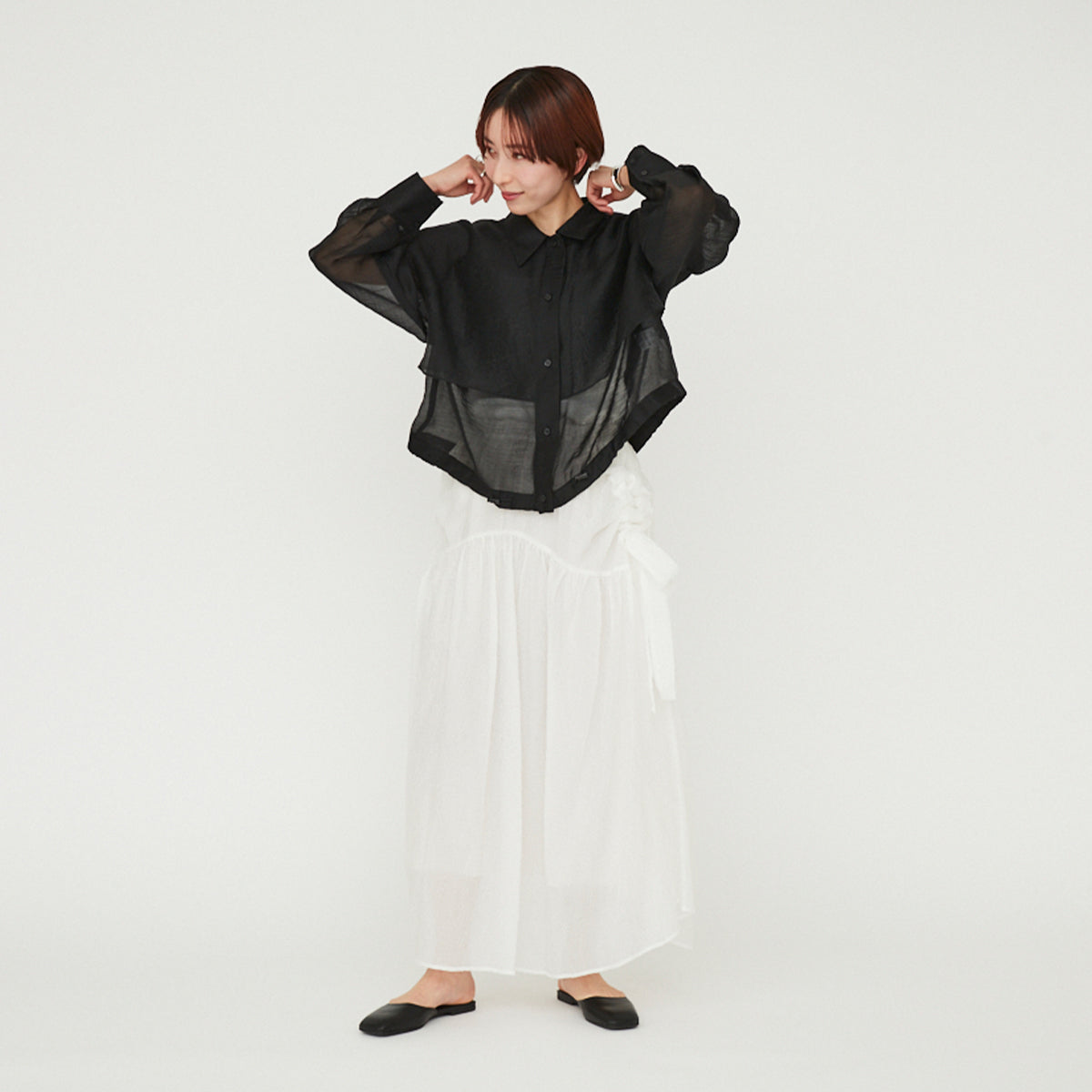 【30%OFF】Sheer Side Ribbon Skirt(シアーサイドリボンスカート)