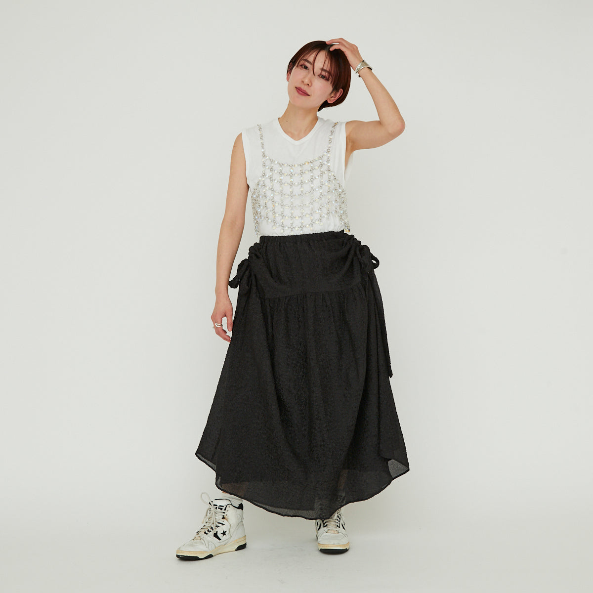 【30%OFF】Sheer Side Ribbon Skirt(シアーサイドリボンスカート)